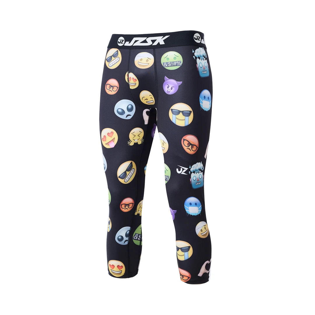 【JZ7分表情包紧身裤】运动篮球健身高弹速干球员版七分紧身裤