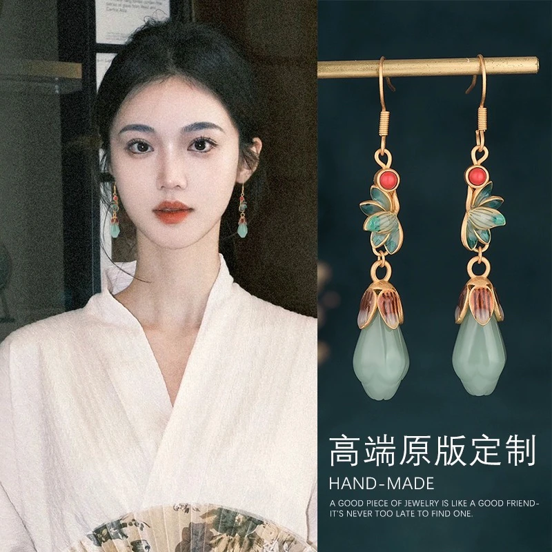 铜合金耳饰 精品-复古旗袍耳环新中式耳饰古风国风汉服马面裙配饰