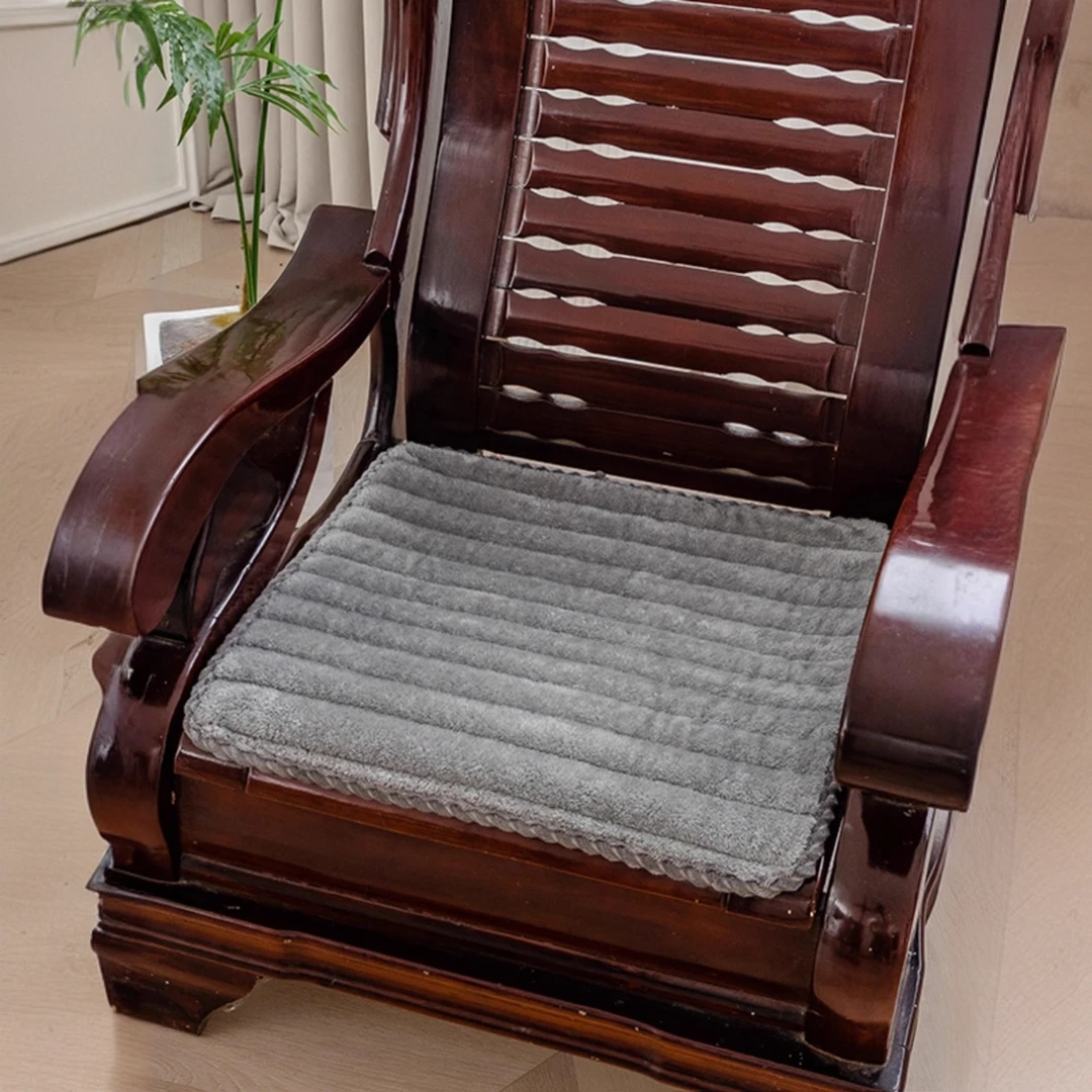 毛绒纯色实木椅垫防滑可洗红木沙发坐垫办公室用