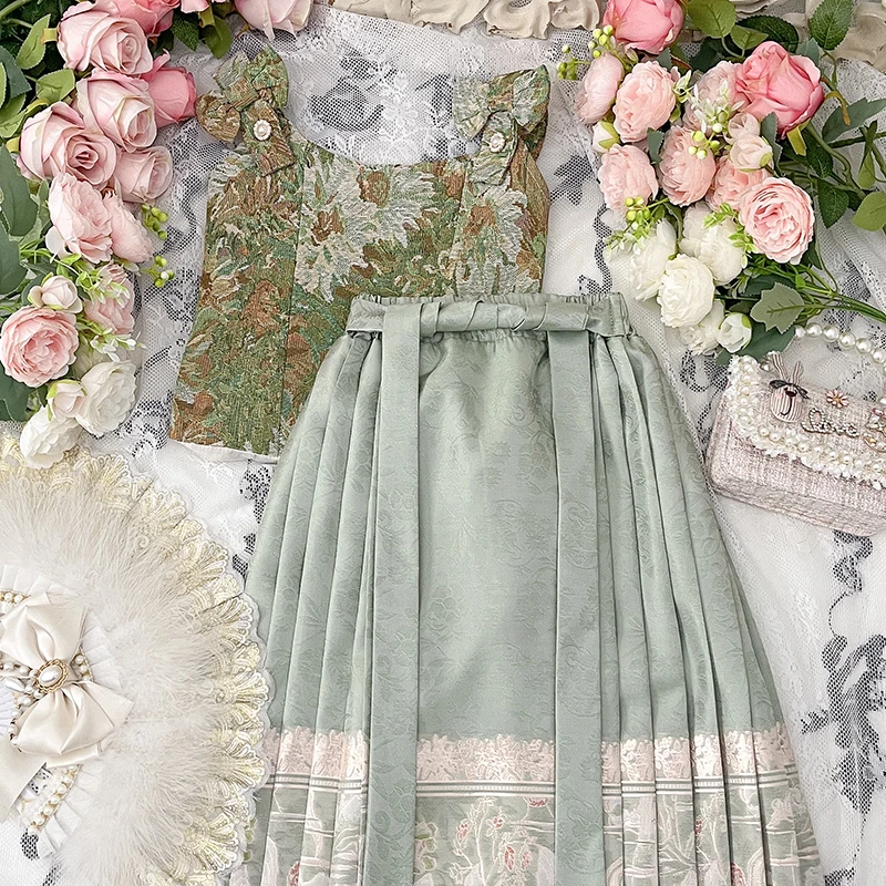 女童2024新款夏款亲子装汉服吊带织金马面裙古风新中式夏季套装