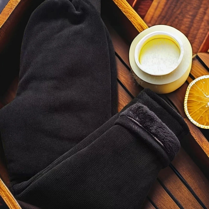 女士冬季加绒加厚保暖显瘦黑色三层复合绒宽松时尚家居棉裤冬款