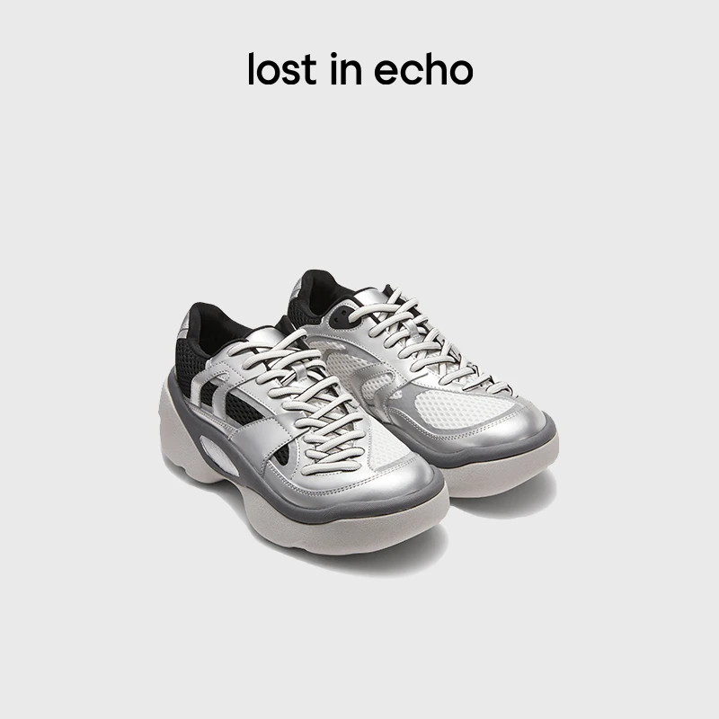 【lost in echo】户外复古扭转鞋面网布异形厚底休闲运动鞋防滑