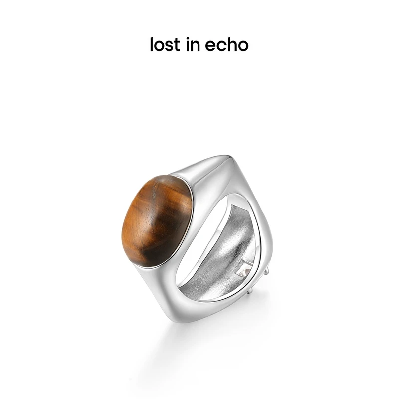 铜合金戒指 【lost in echo】设计师品牌镶嵌圆顶双面戒指