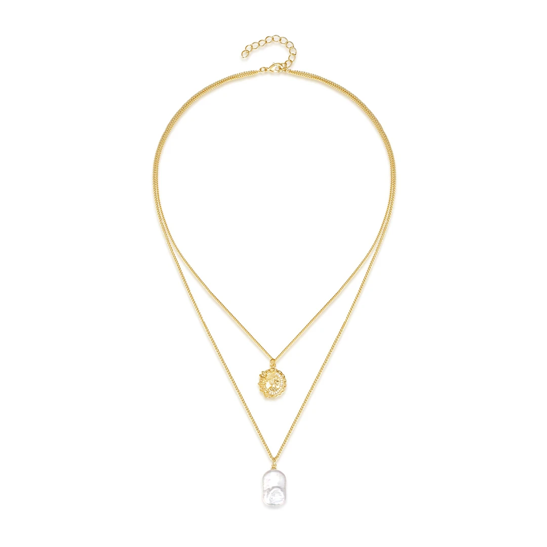 异形珠珠金币吊坠双层