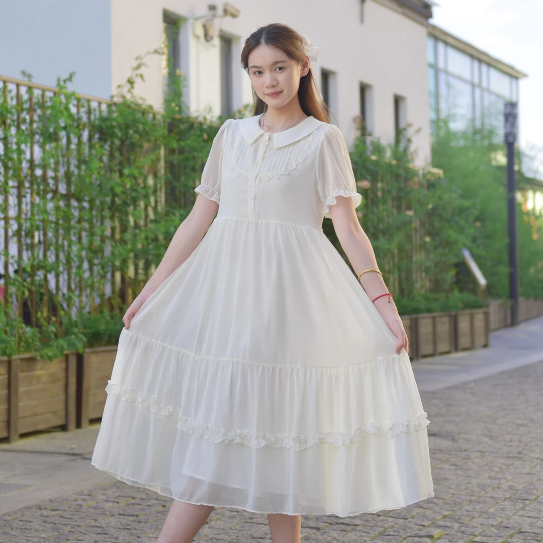 2024新款青少女学生装初中生高中生仙女连衣裙连衣裙宽松显瘦夏季