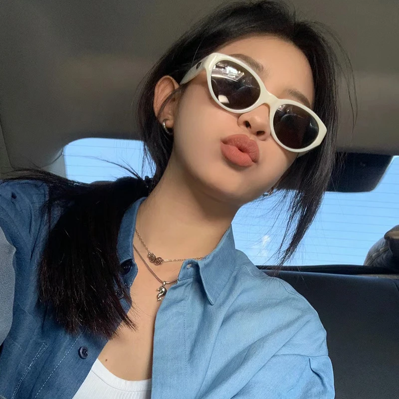 欧美风椭圆框太阳眼镜辣妹拍照网红复古凹造型嘻哈墨镜女防紫外线