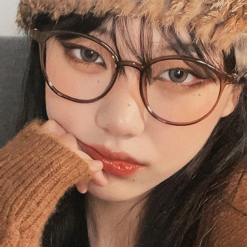 冷茶色眼镜框女可配近视镜片度数ins风素颜显脸小超轻防蓝光眼睛