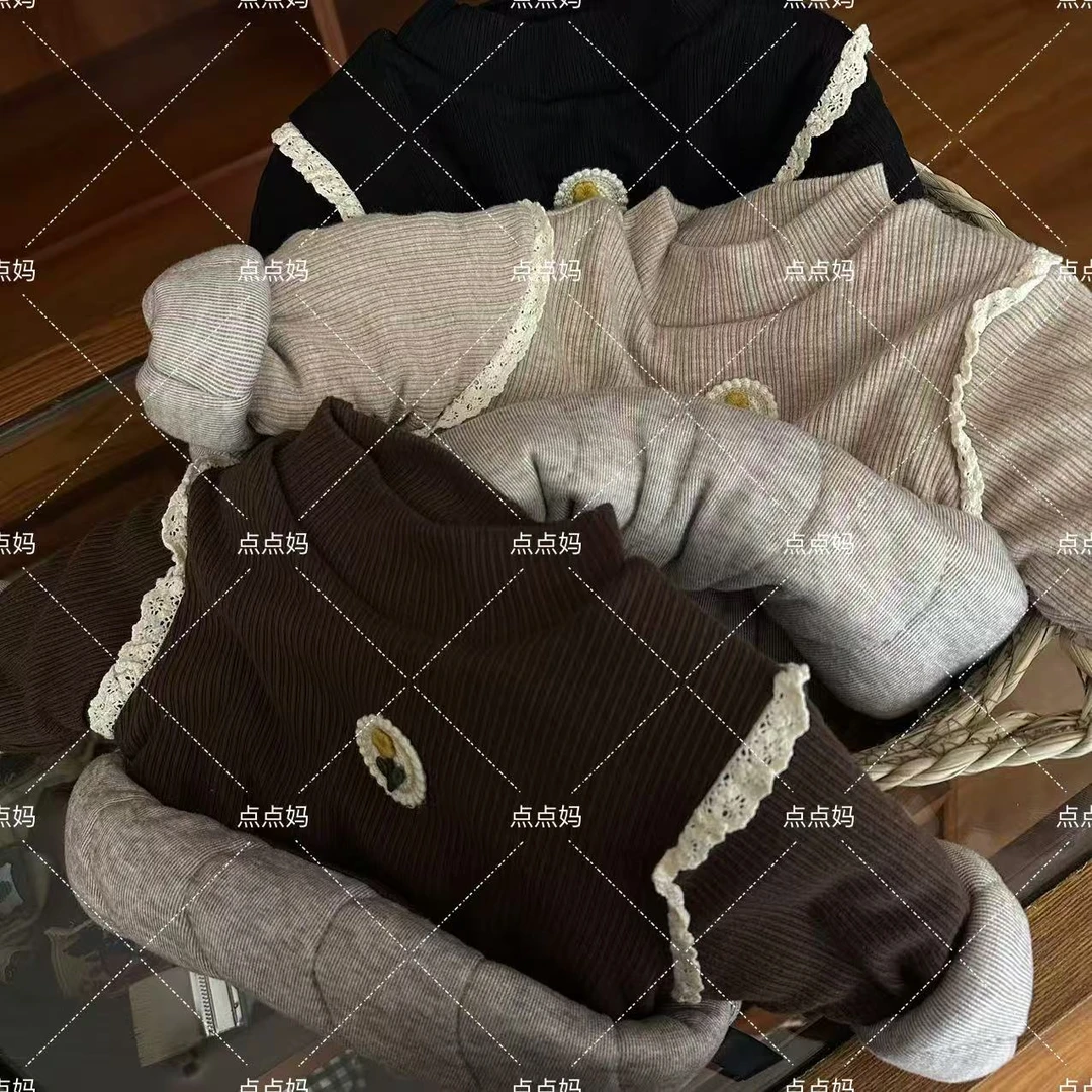 现货【DDM】儿童一件过冬加厚棉衣碎花蕾丝上衣时尚洋气88932