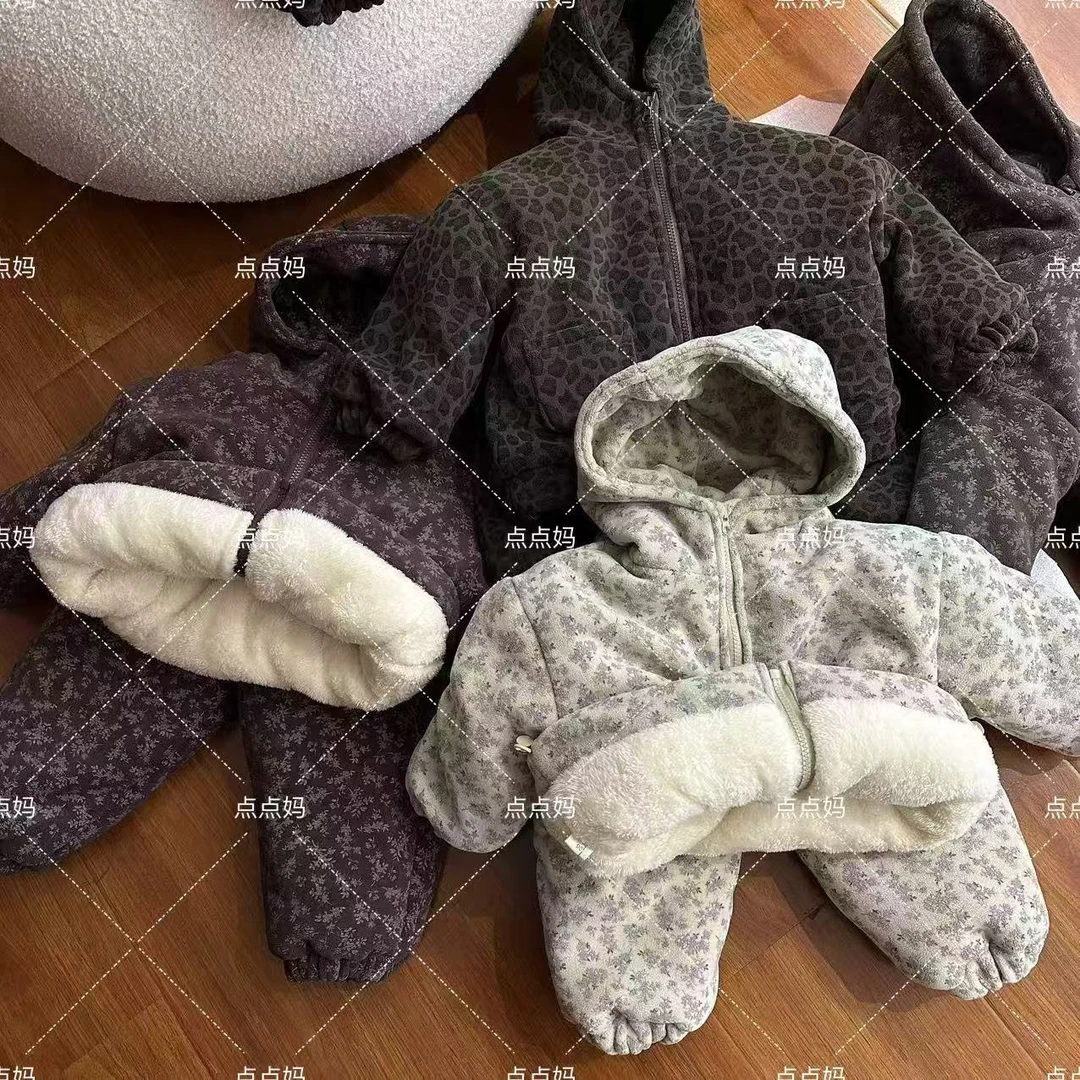 B.B.J【连帽款】可外穿保暖四层加绒加厚儿童连帽棉服套装8220