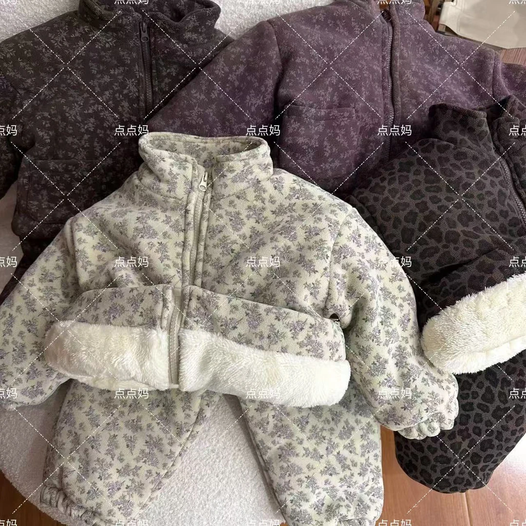 现货D.D.M繁花似锦】可外穿保暖四层加绒加厚儿童睡衣棉服套装8220