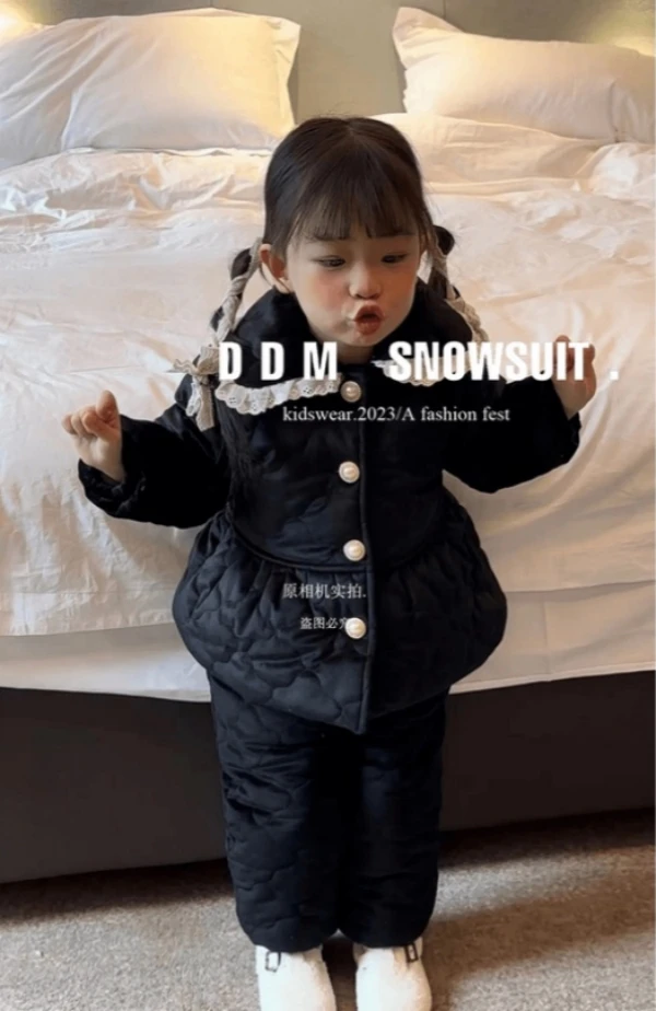 现货DDM【黑天鹅】可外穿保暖三层加绒加厚儿童家居服睡衣套装8902