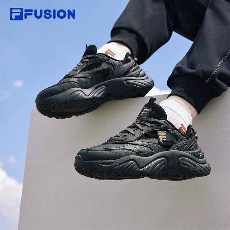 时尚皮面款FILA FUSION斐乐潮牌海螺厚底老爹运动鞋 T12W341609