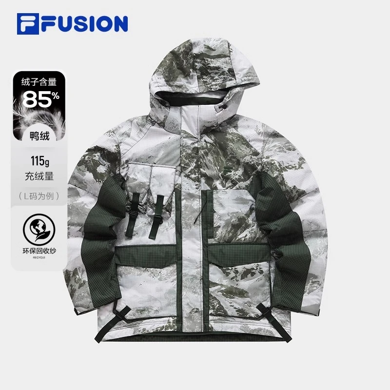 FILA FUSION羽绒服男 冬季潮流时尚休闲基础连帽外套T11M341905