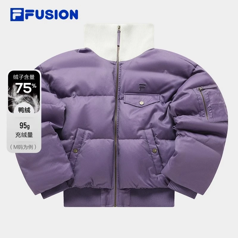 FILA FUSION斐乐运动羽绒服 女2024春新款翻领休闲外套T11W413903