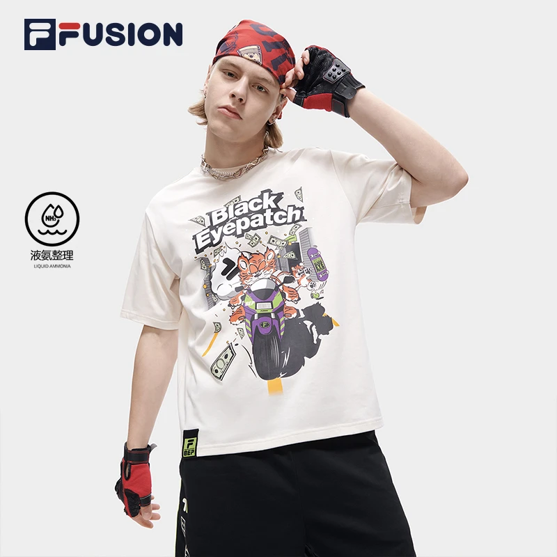FILA/斐乐舒纯棉情侣针织短袖夏款时尚休闲运动印花T恤T11U339101
