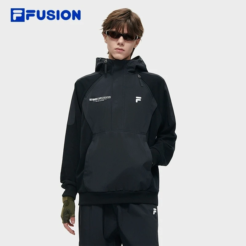 FILA FUSION斐乐潮牌连帽卫衣2024春款机能风T11M411202