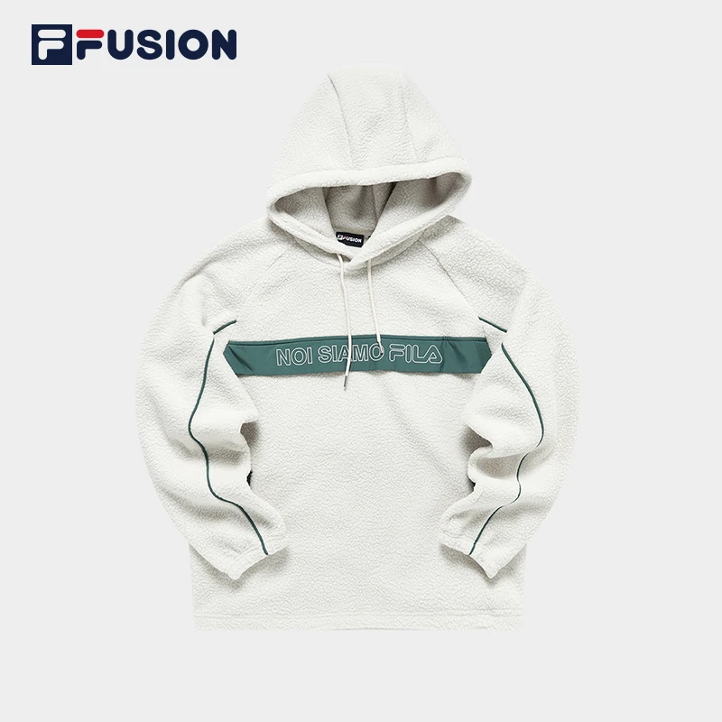 FILA FUSION斐乐时尚秋宽松运动休闲羊羔绒连帽卫衣男T11M316202