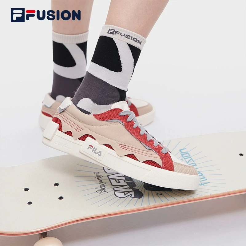 FILA FUSION斐乐POP情侣夏秋板鞋厚底帆布鞋运动休闲鞋T12W332103