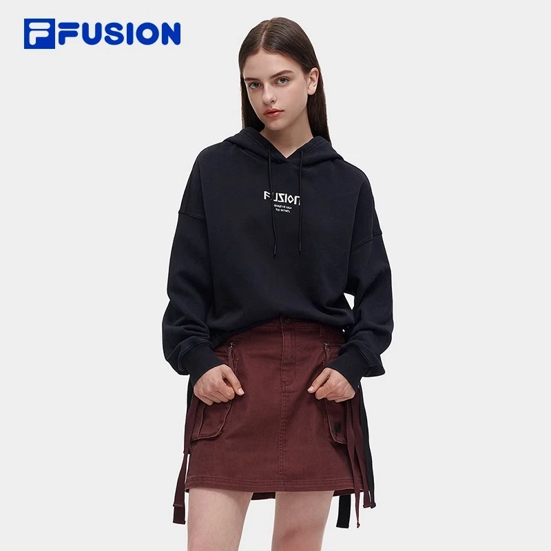 FILA FUSION连帽卫衣女子秋季潮流百搭宽松运动上衣T11W343203