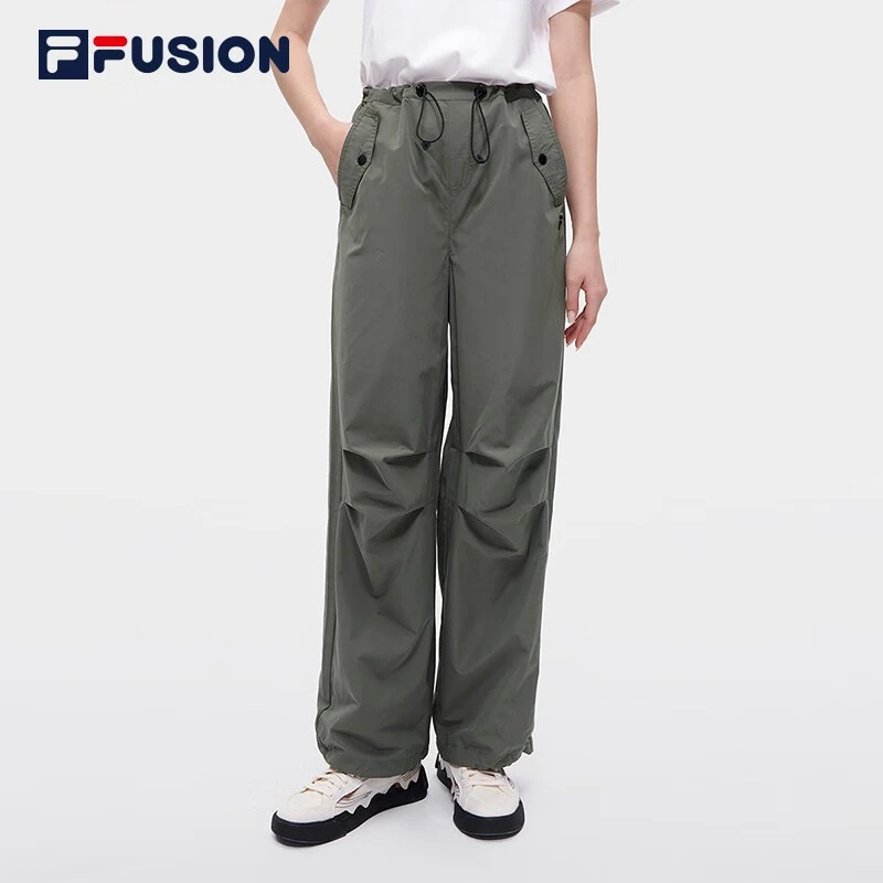 FILA FUSION斐乐梭织宽松百搭休闲裤长裤新阔腿工装裤T11W331801