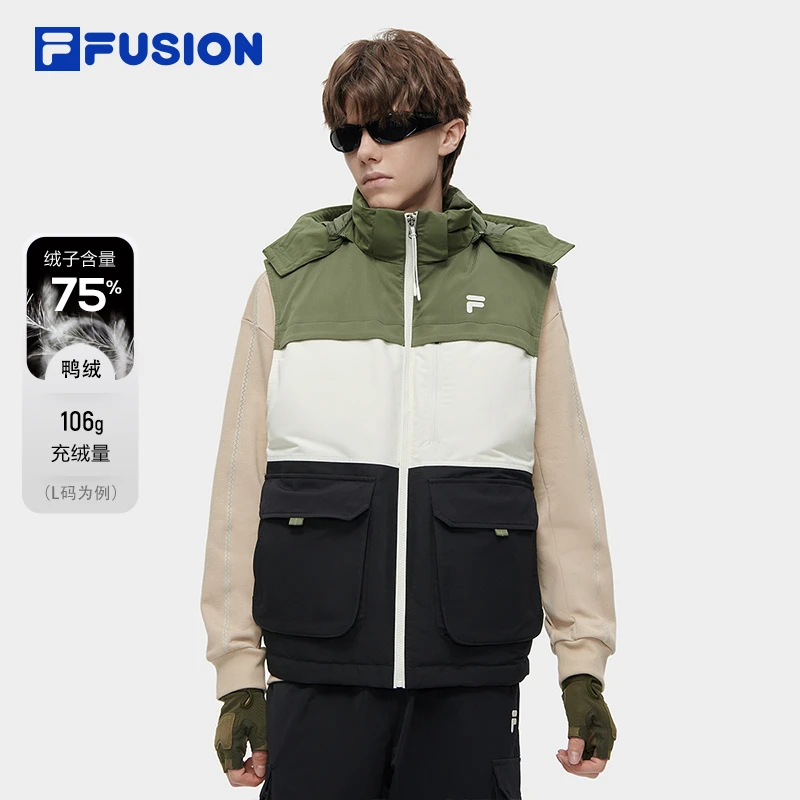 FILA FUSION羽绒马甲男装冬季保暖潮流休闲运动羽绒服T11M341904