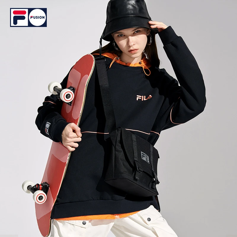 FILA FUSION 斐乐潮牌情侣卫衣男女休闲宽松运动套头衫T11U116205