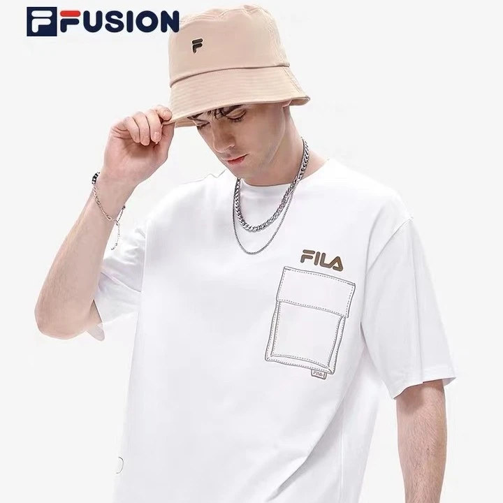 FILA FUSION斐乐潮牌男短袖T恤季潮流口袋印花圆领T11M326103F