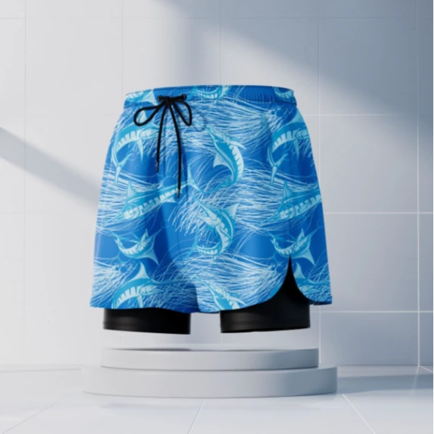 【蜜糖优选】24059男士泳裤快干防尴尬2024新款蓝色海豚