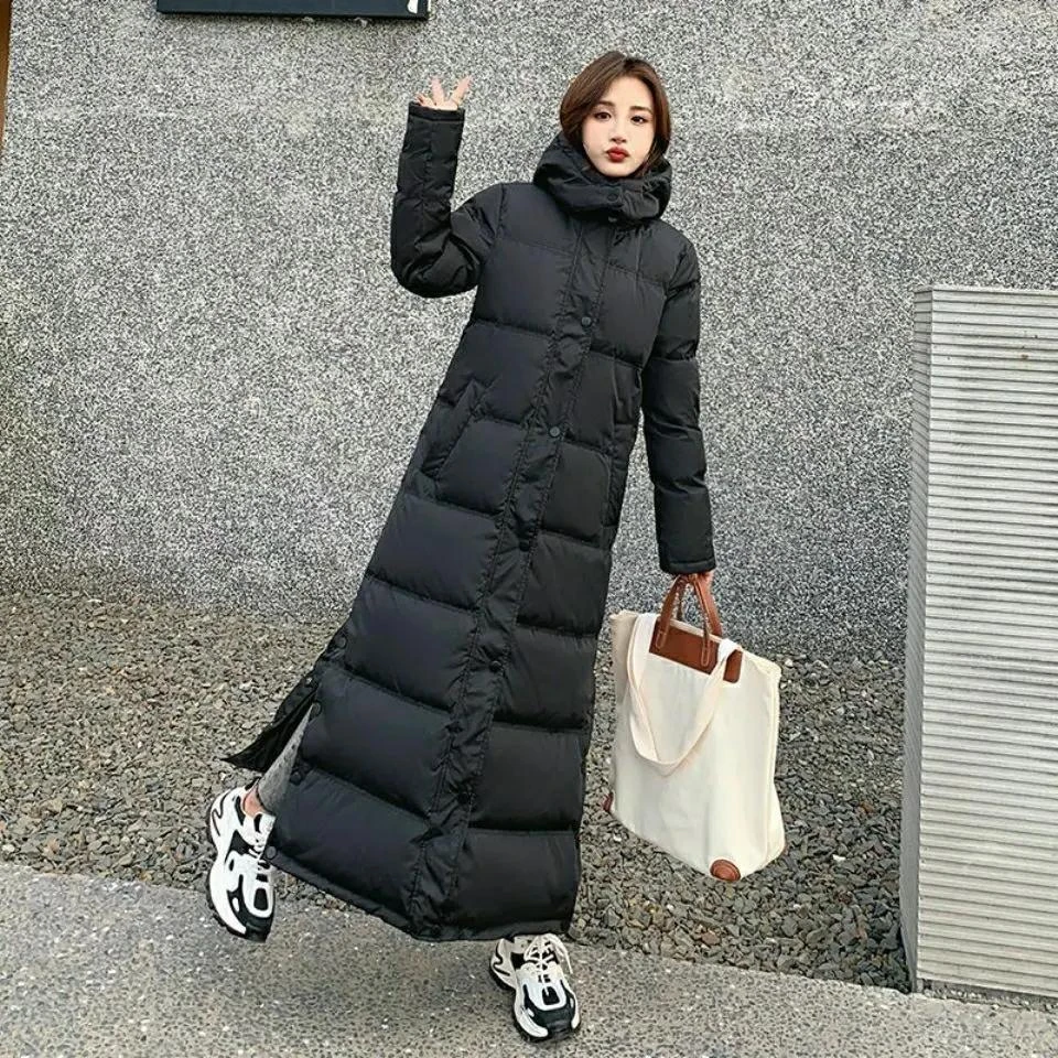 江红超长款羽绒服女长过膝到脚踝2023冬季新款白鸭绒加厚保暖艺