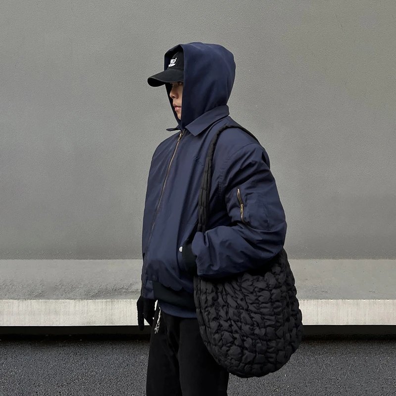 BLAEXIT美式复古翻领蓝色飞行夹克棉服ma1短款cleanfit外套男秋冬