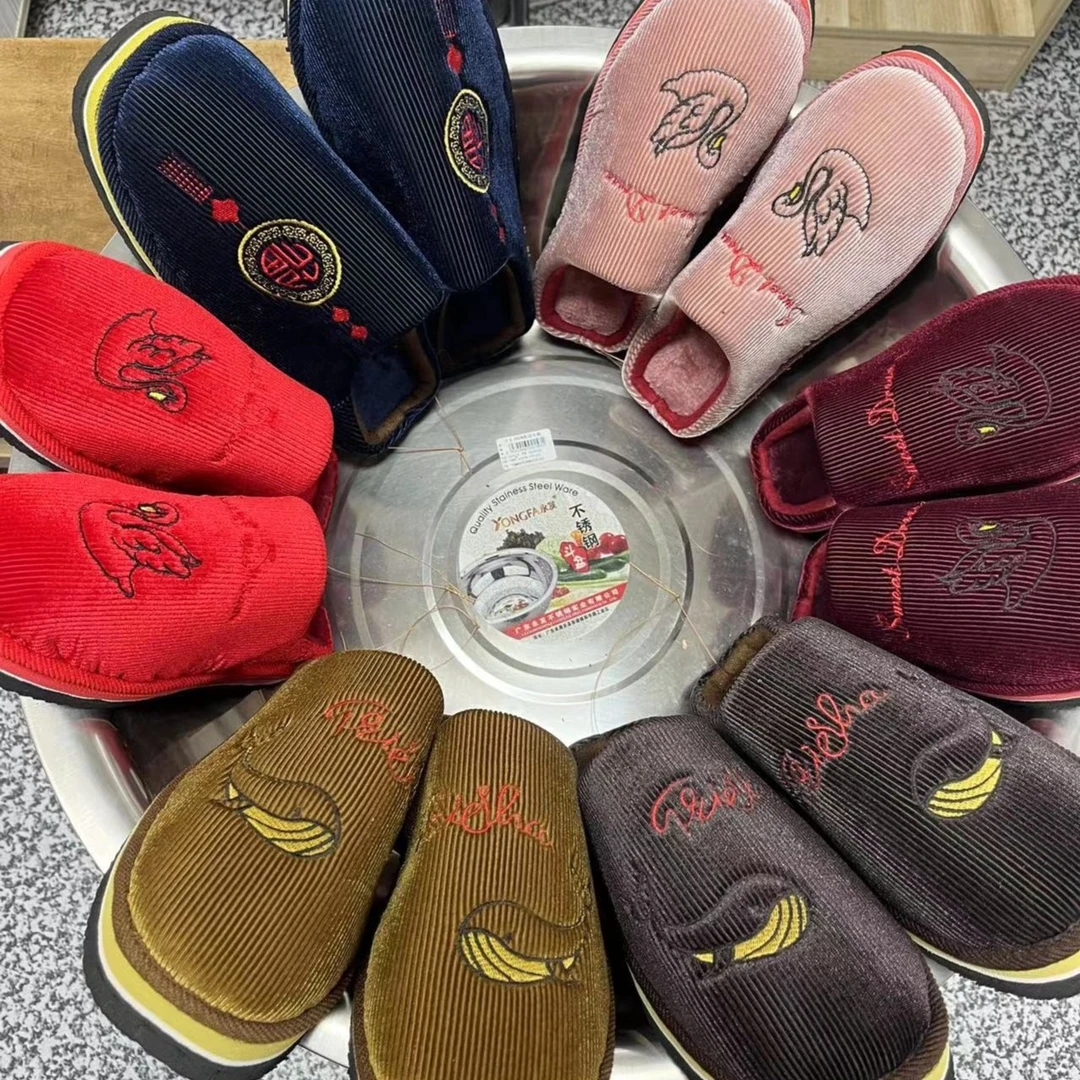 新款燕尾手工棉拖鞋防滑加厚秋冬居家