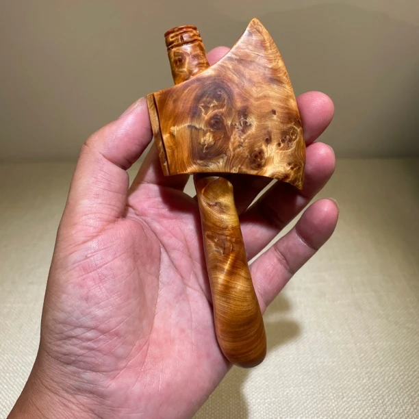 太行崖柏木玉化闪电瘤疤斧头木雕手把玩件14.3✖️6✖️2.2重70克