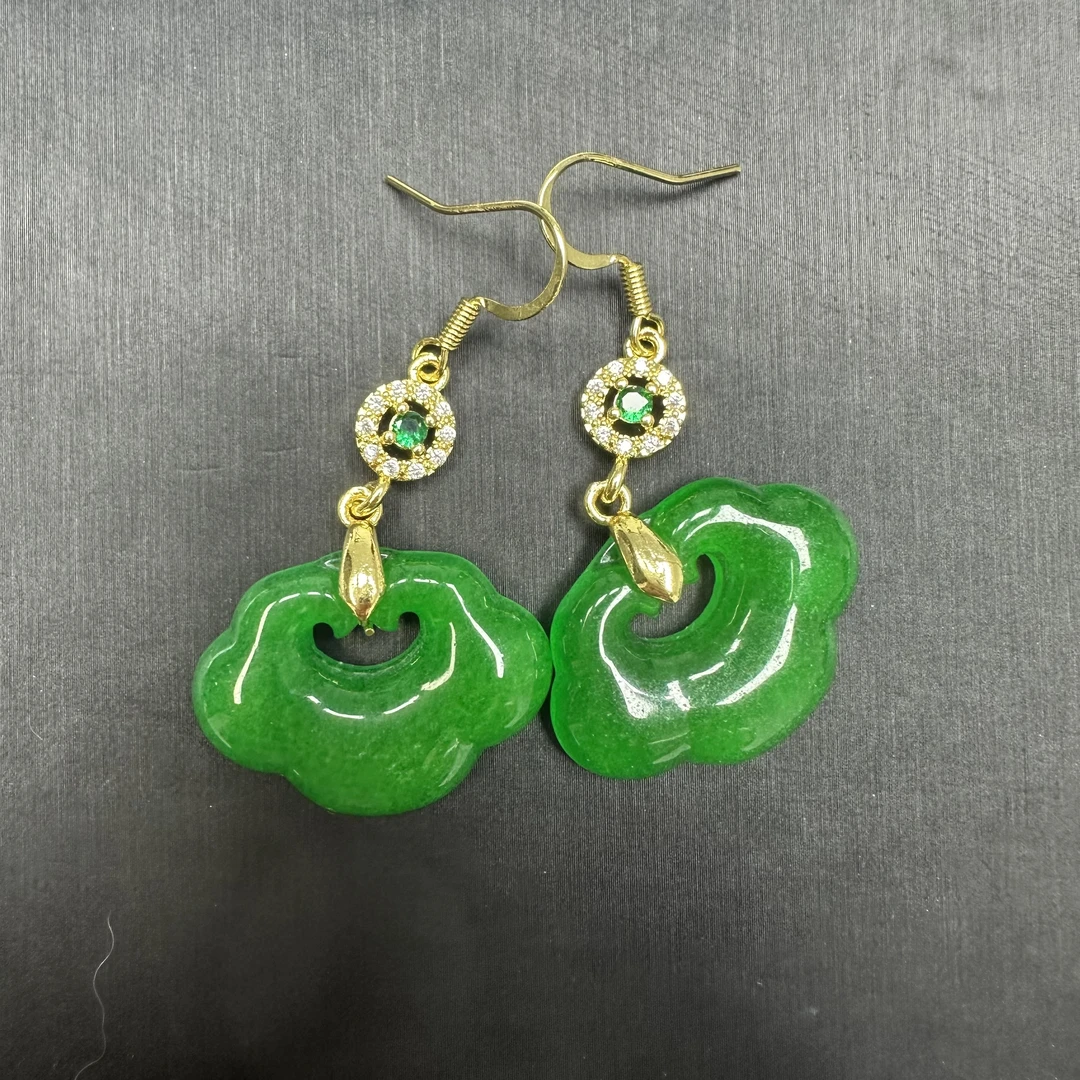 翡翠如意锁耳饰（多样发其一）A115