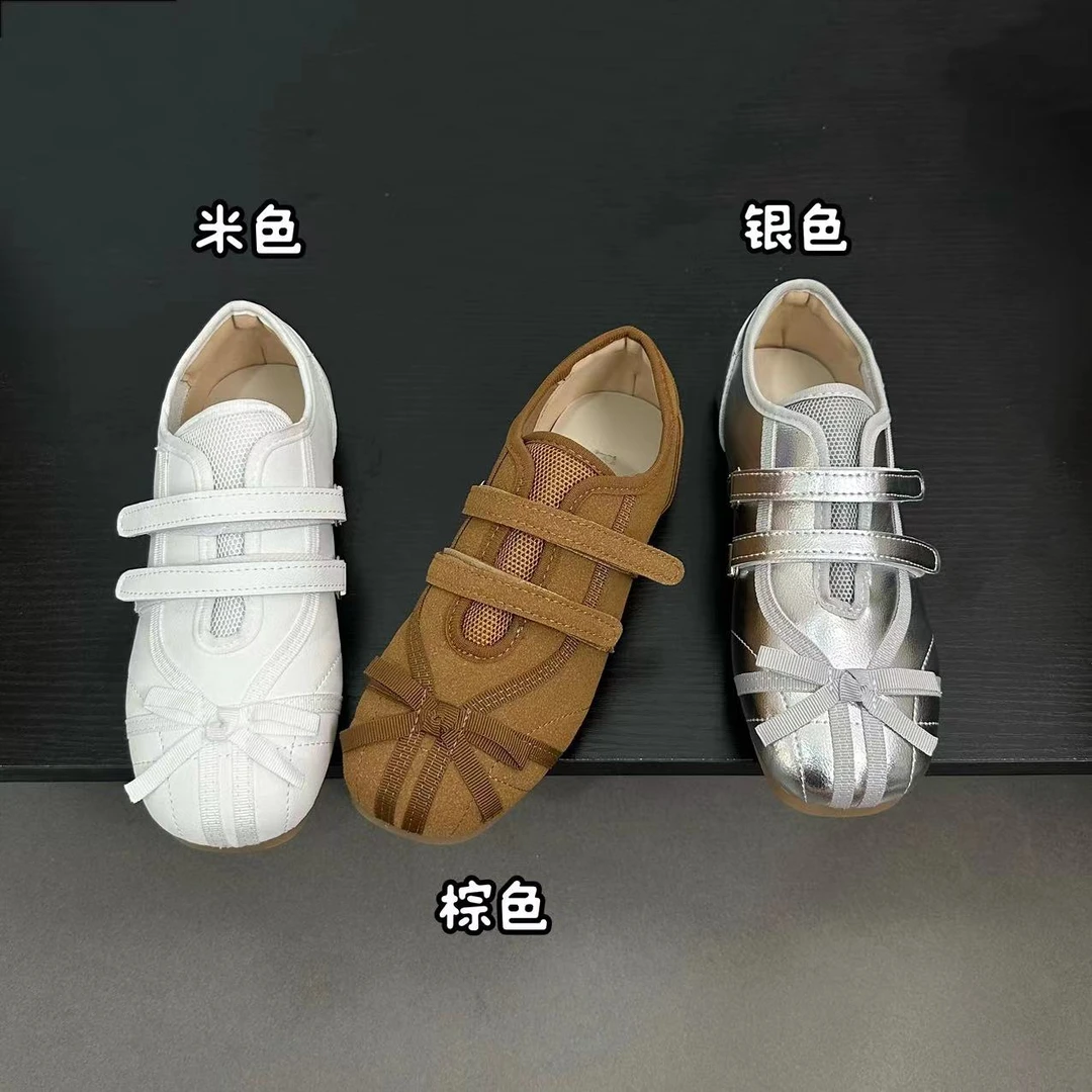 韩版设计款平底运动休闲鞋女鞋软皮单鞋玛丽珍鞋时尚蝴蝶结圆头女