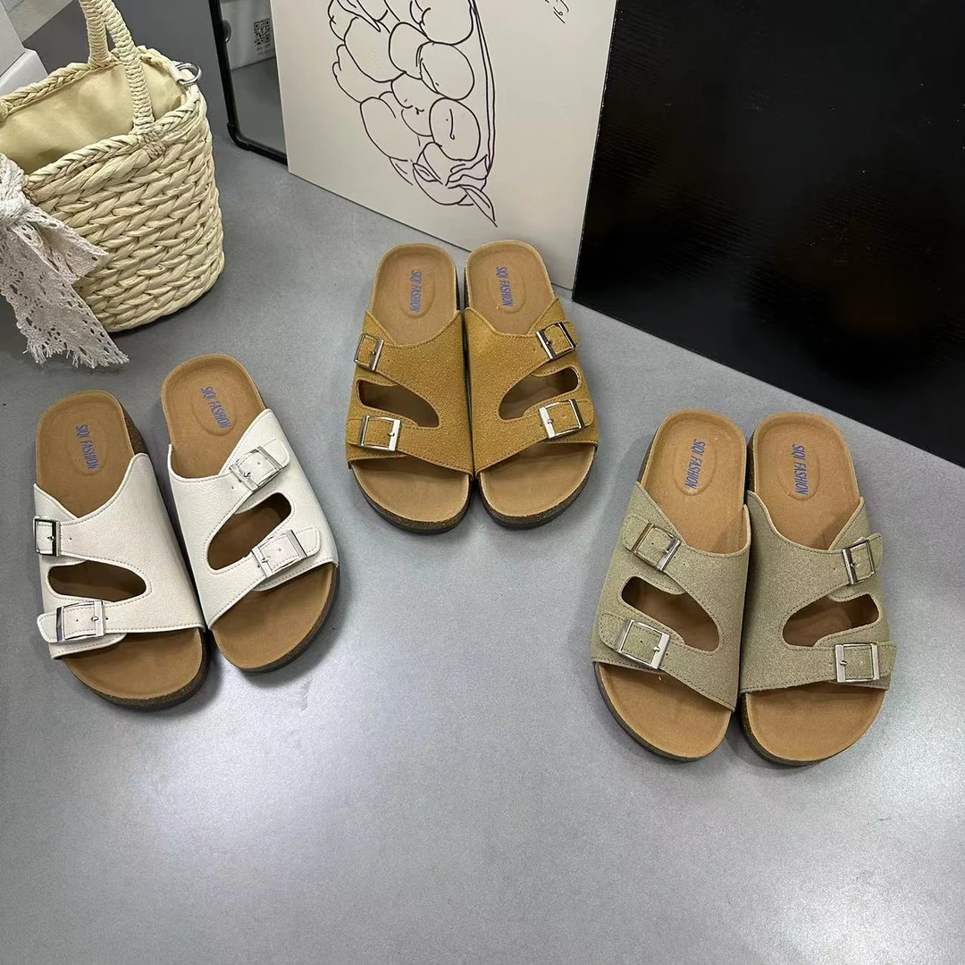 森系厚底一字凉拖女鞋外穿2024春新款勃肯鞋拖鞋设计感休闲勃肯鞋