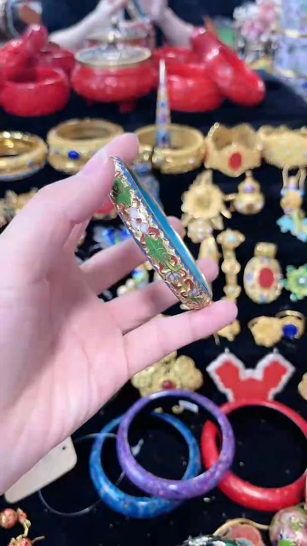 【闪购商品】景泰蓝金地手镯红色圈口58-65