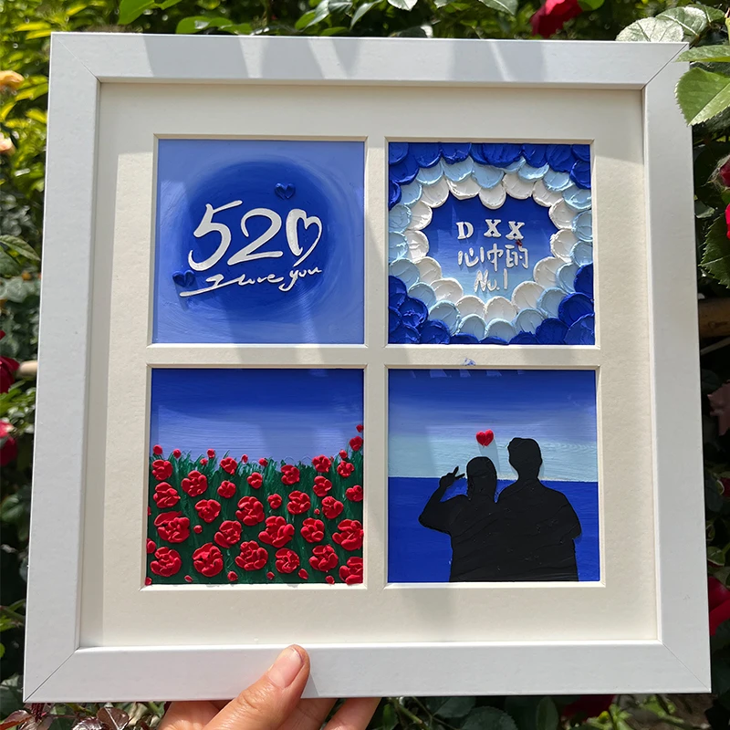 520情人节礼物手工diy油画棒画送男女朋友创意走心小礼物成品