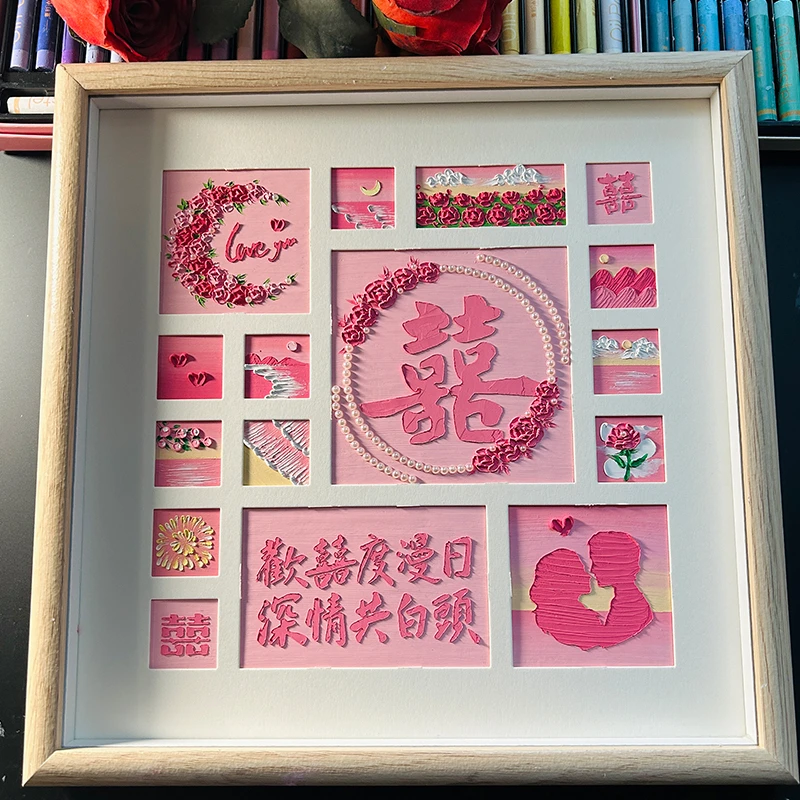 新婚礼物送新人diy手工油画成品定制材料包油画棒画送姐姐闺蜜