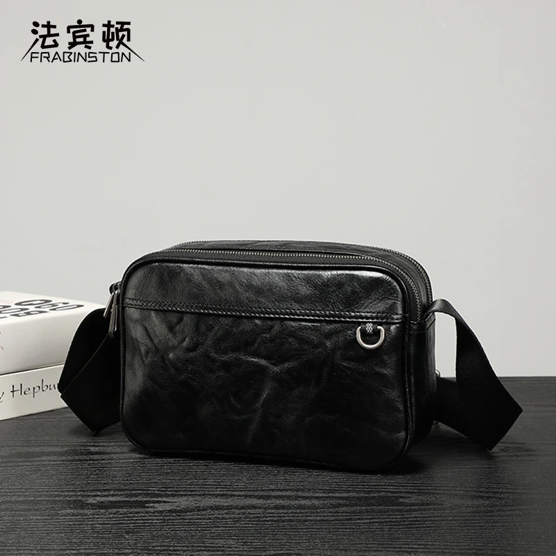 FRABINSTON/法宾顿潮酷斜挎包真皮男士包包单肩包小背包头层牛皮