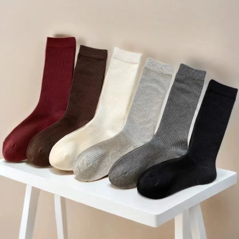 9508号6358#纯色舒适透气百搭韩系时尚中筒袜（预）