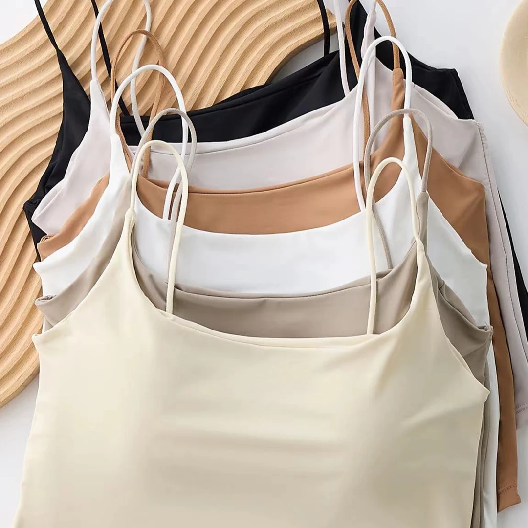 9646号2226#春款百搭冰丝无痕一体内里纯色背心（预）