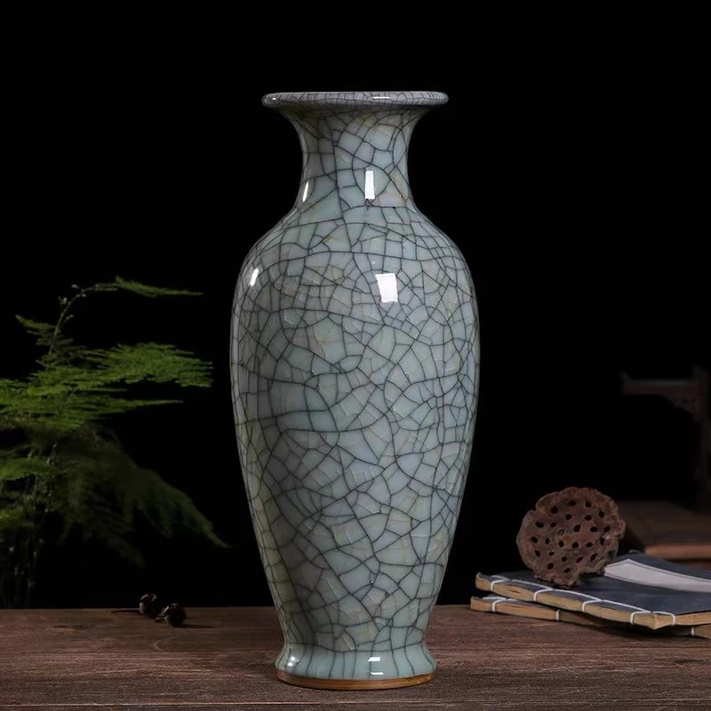Y188冰裂纹陶瓷花瓶摆件中式家居装饰品客厅电视柜酒柜办公室礼品