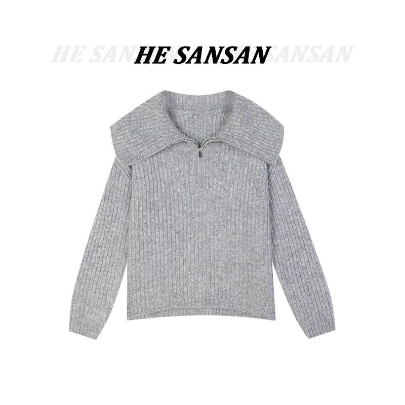 【SANSAN】气质翻领百搭时尚纯色套头高领毛衣DY-90003