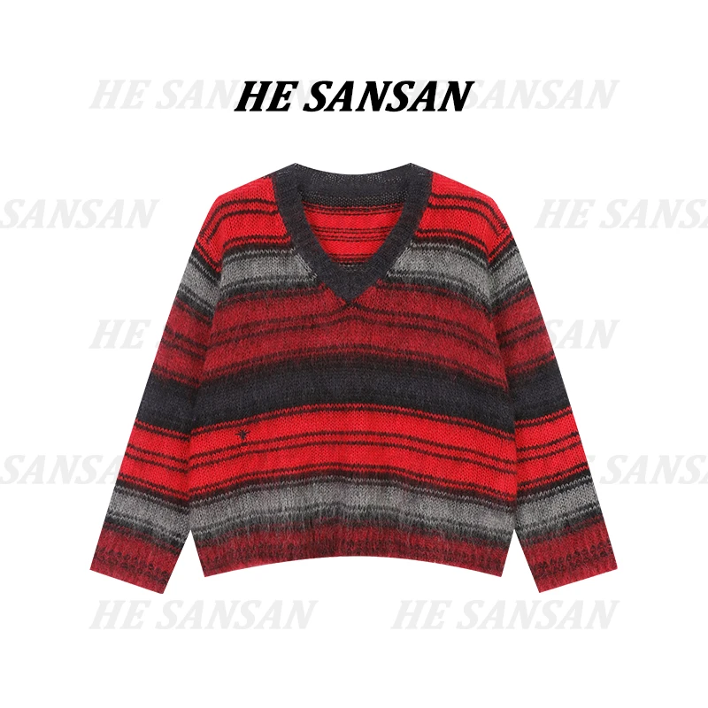 【SANSAN】条纹撞色百搭时尚套头上衣DY-4283