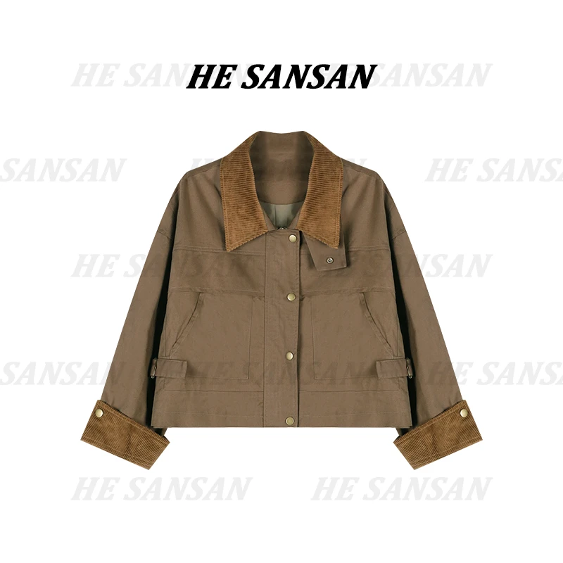 【SANSAN】轻奢秋冬新款百搭夹克休闲时尚拼接设计款外套DY-1435