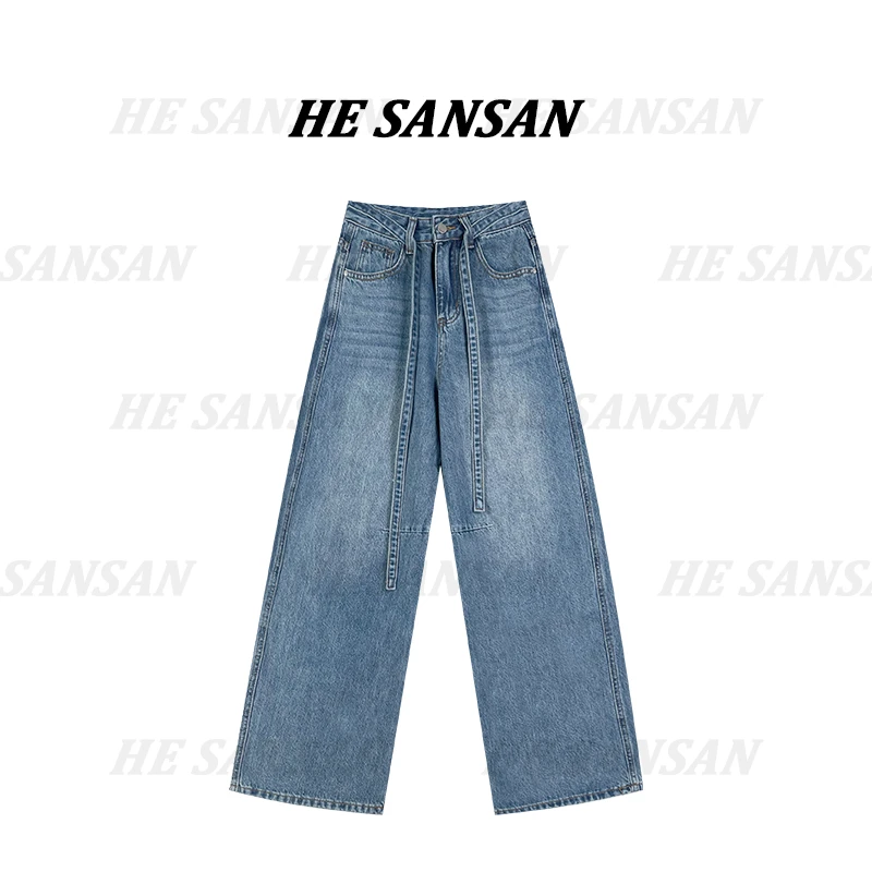 【SANSAN】气质百搭高腰抽绳显瘦时尚牛仔裤DY-1619