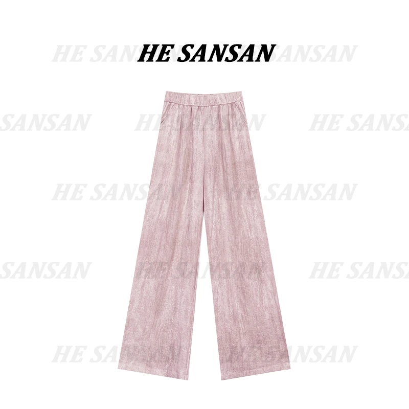 【SANSAN】垂感直筒裤炒花设计款亚麻休闲百搭长裤DY-2829