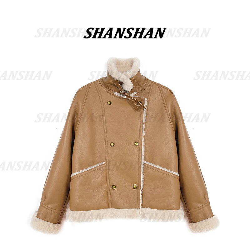 【SANSAN】外套女皮毛一体百搭气质长袖保暖外套DY-2307