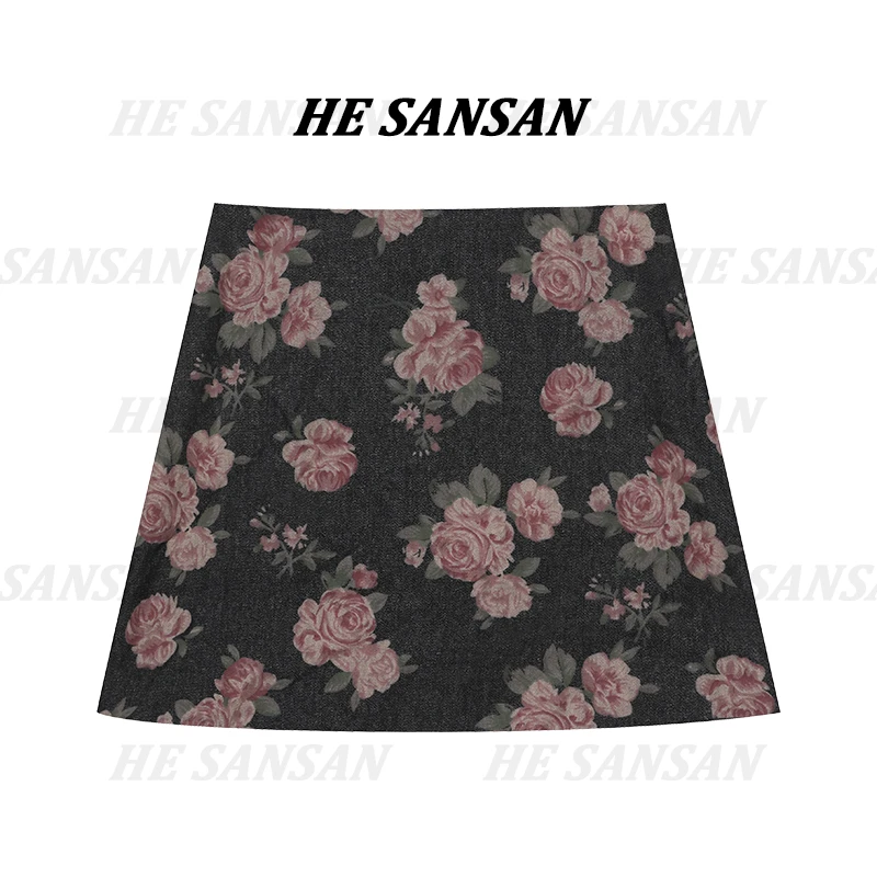 【SANSAN】高腰气质显瘦百搭简约碎花休闲半身裙DY-6899