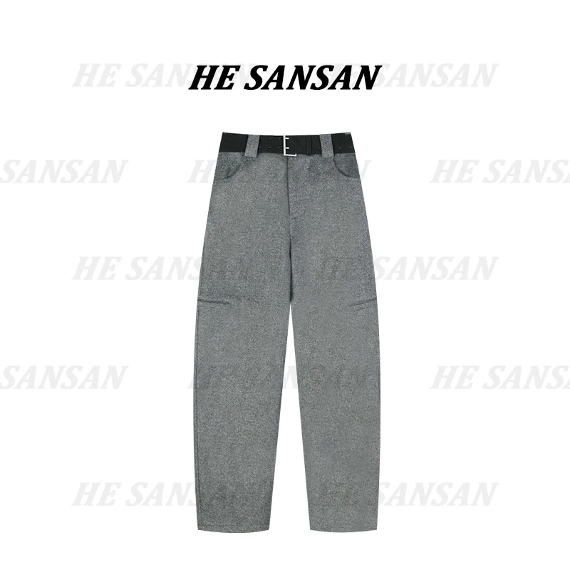 【SANSAN】（配皮带）气质休闲高腰先上百搭直筒时尚休闲裤DY-90006